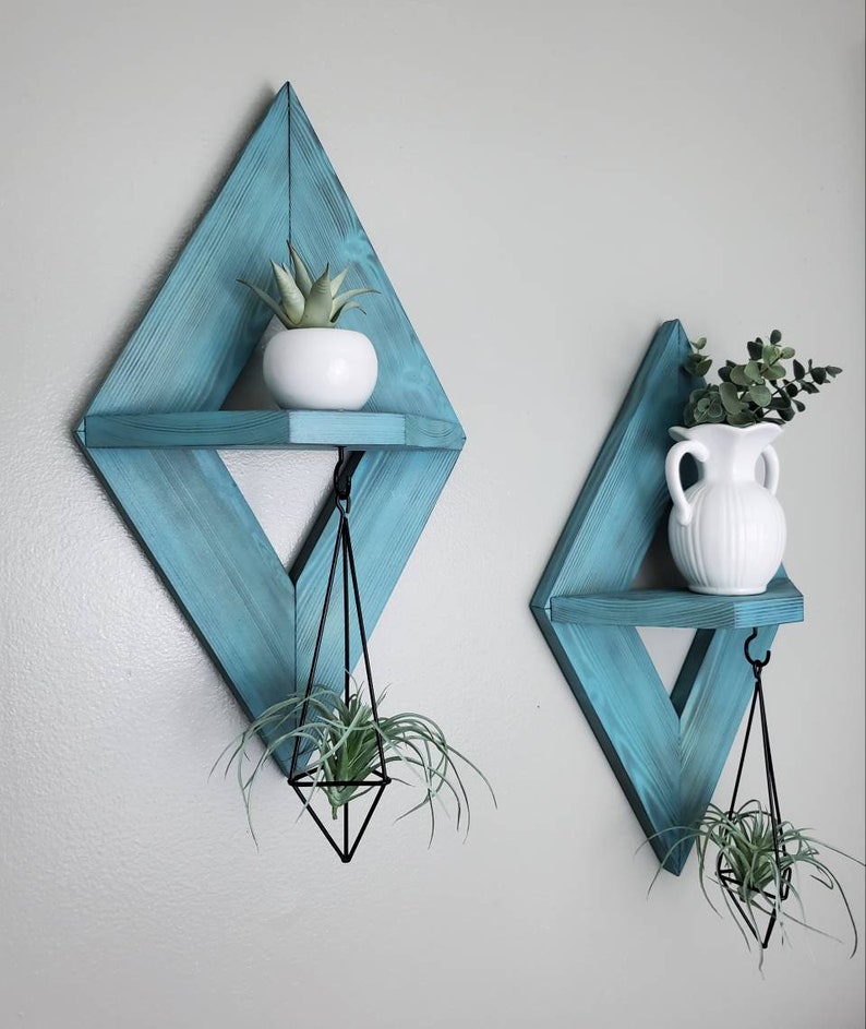 Boho Wall Decor Geometric Shelf set of 2 Air Plant Etsy