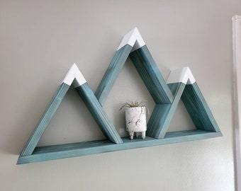 Handmade Wooden Mountain Shelf, Rustic Wall Decor, Nursery Shelves