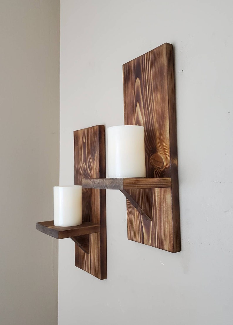 Wood Wall Sconce Candle Wall Sconce Wall Sconce Shelf Small Etsy