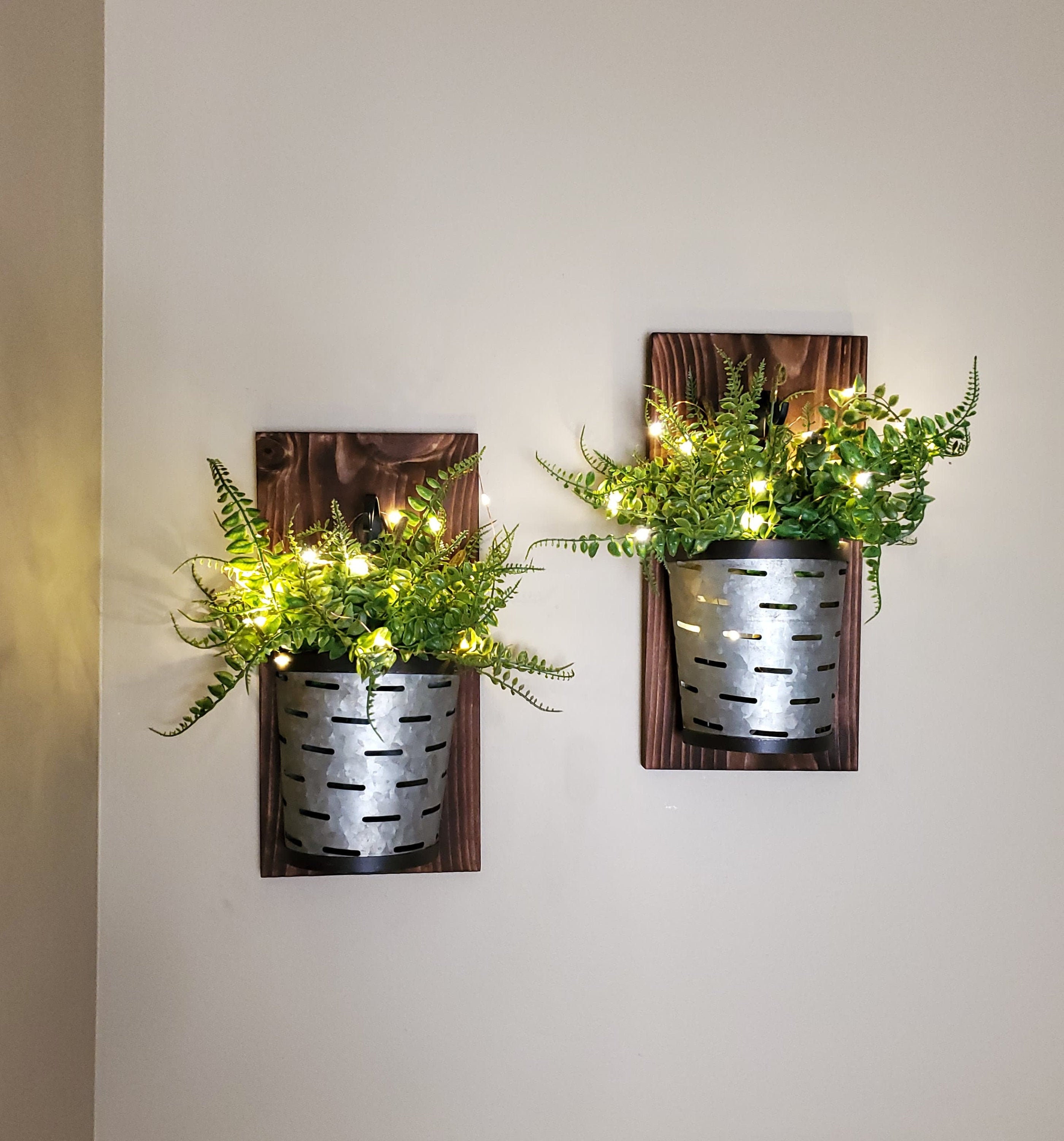 Hanging Plant Holder Wall Sconce Pair Farmhouse Home Decor Etsy
