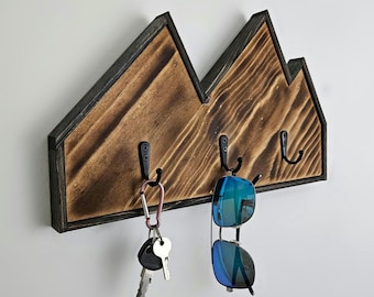 Handmade Mountain Key Holder, Customizable Entryway Organizer