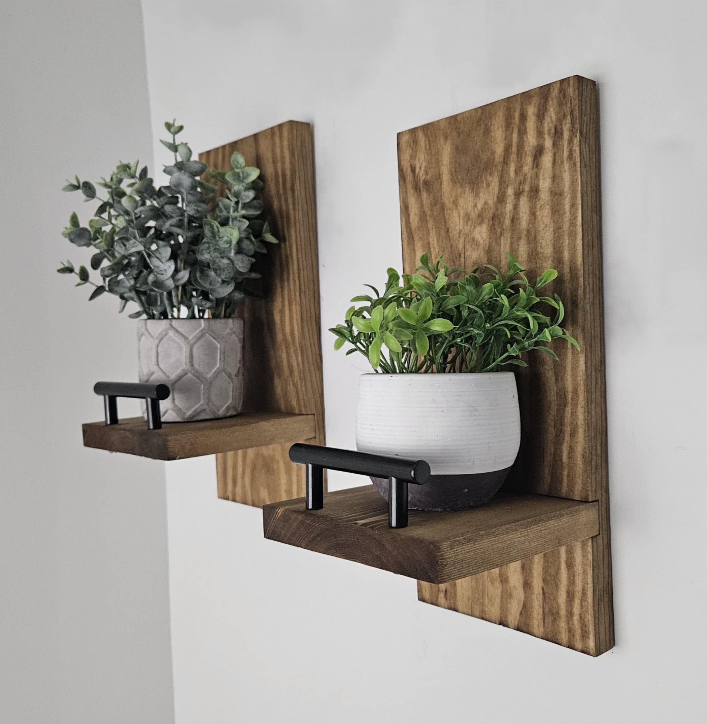 Small Wood Wall Sconce Shelf, Metal Ledge, Set of 2 - Etsy Canada