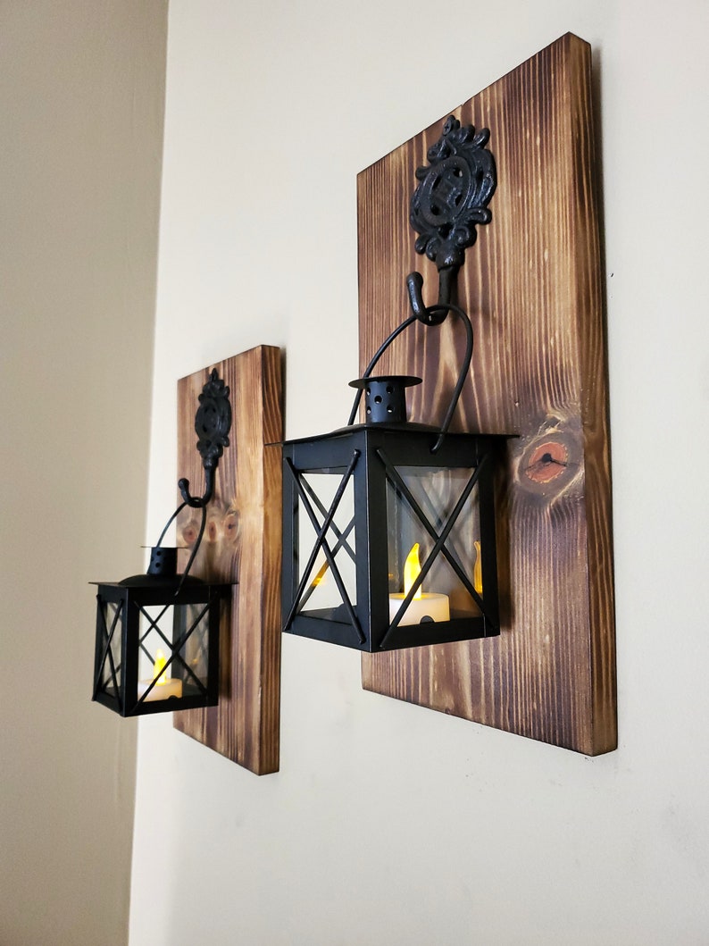 Rustic Wall Decor Wall Sconce Candles Tealight Candle Etsy