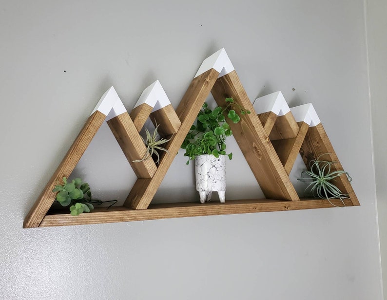 Wooden 5-Peak Mountain Shelf, Rustic Wooden Shelves, Geometric Shelves, Nursery Wall Art, Nursery Shelves, Mountain Wall Decor, Camping Gift image 7