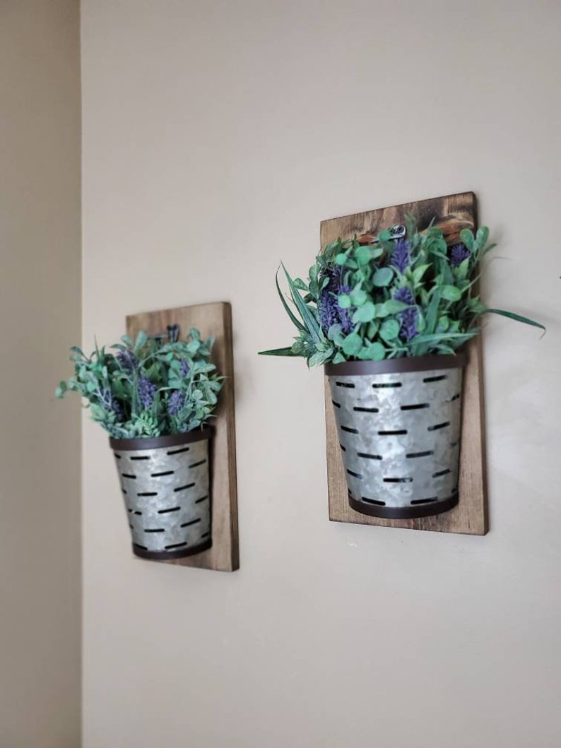 Hanging Plant Holder Wall Sconce Pair Farmhouse Home Decor Etsy