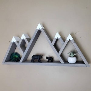 Wooden 5-Peak Mountain Shelf, Rustic Wooden Shelves, Geometric Shelves, Nursery Wall Art, Nursery Shelves, Mountain Wall Decor, Camping Gift image 9