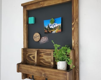 Lavagna Portachiavi Da Parete In Legno – 8 Ganci – Stile Vintage – Wisfor – Per Ingresso E Cucina