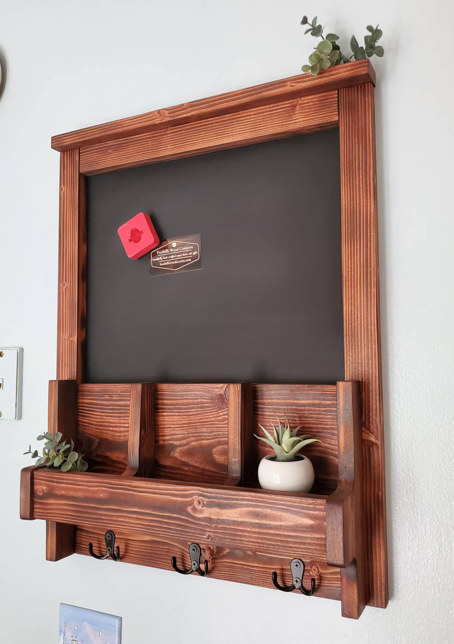Wood Wall Organizer Chalkboard Chalkboard Entryway Etsy