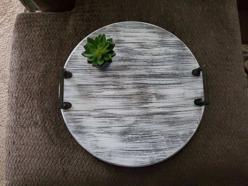 Round Tray for Ottoman Coffee Table Tray Round Wood Tray Etsy