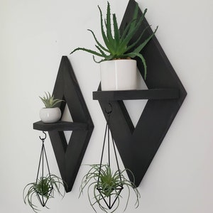 Boho Wall Decor, Geometric Shelf (Set of 2), Air Plant Holders, Geometric Wall Decor, Rustic Wall Decor, Home Decor, Floating Wall Shelves