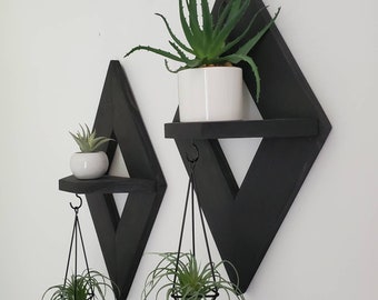 Boho Wall Decor, Geometric Shelf (Set of 2), Air Plant Holders, Geometric Wall Decor, Rustic Wall Decor, Home Decor, Floating Wall Shelves