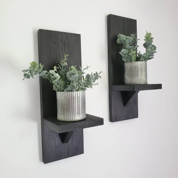 Farmhouse Wall Decor, Plant Shelf, Wood Wall Decor, Wall Sconces, Small Wood Shelves, Wall Vase, Plant Pots, Wall Plant Holders, Wood Sconce