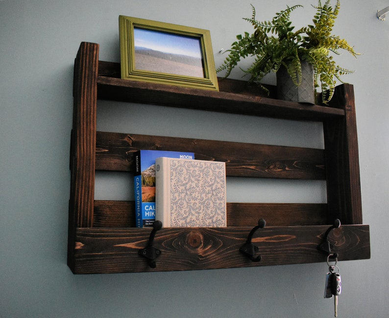 Entryway Organizer Wall With Hooks Modern Farmhouse Decor Rustic Home