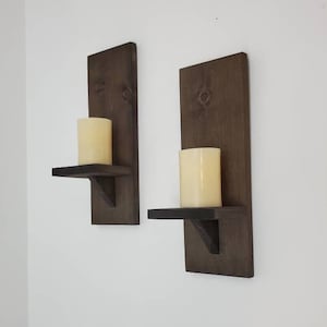 Candle Sconce For Wall, Wall Sconce Pair, Wall Candle Holders, Small Wooden Shelves, Decorative Shelves, Candle Wall Sconce, Gift for Her image 8