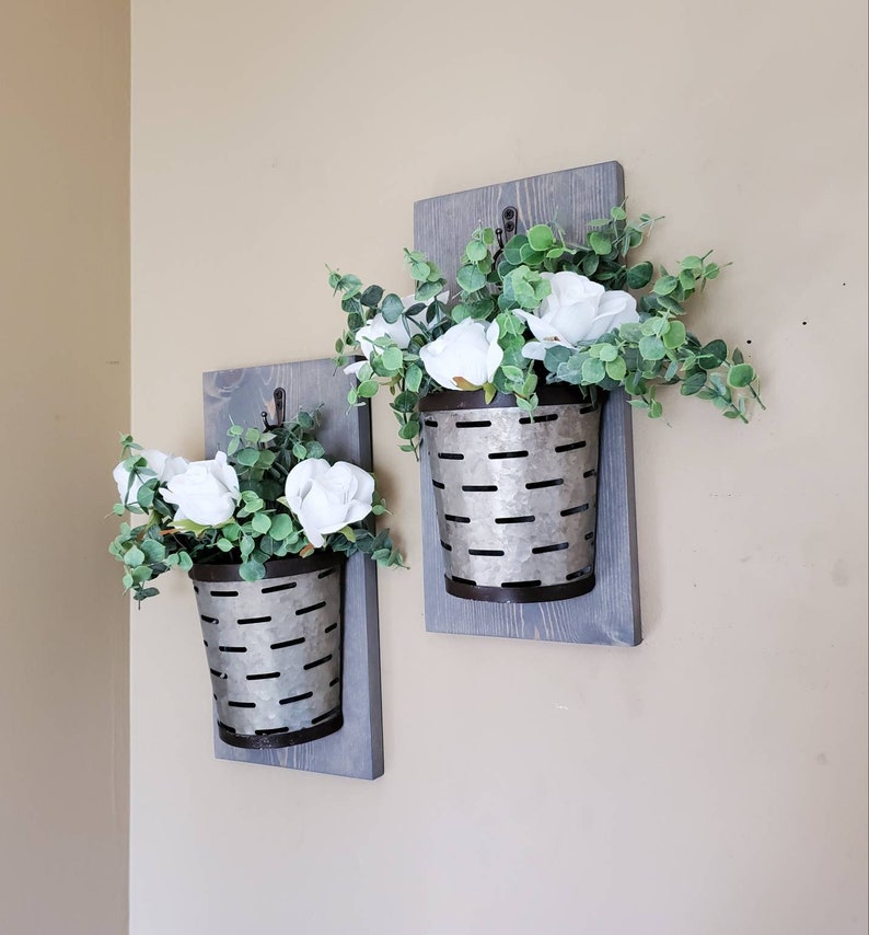 Gift for Her Hanging Wall Planter Galvanized Bucket Etsy