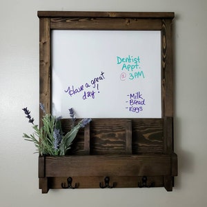 Wall Organizer With Hooks, Entryway Organizer, Wood Wall Organizer, Home Office, Wall Decor, Key Hanger, Farmhouse Wall Decor, Chalkboard