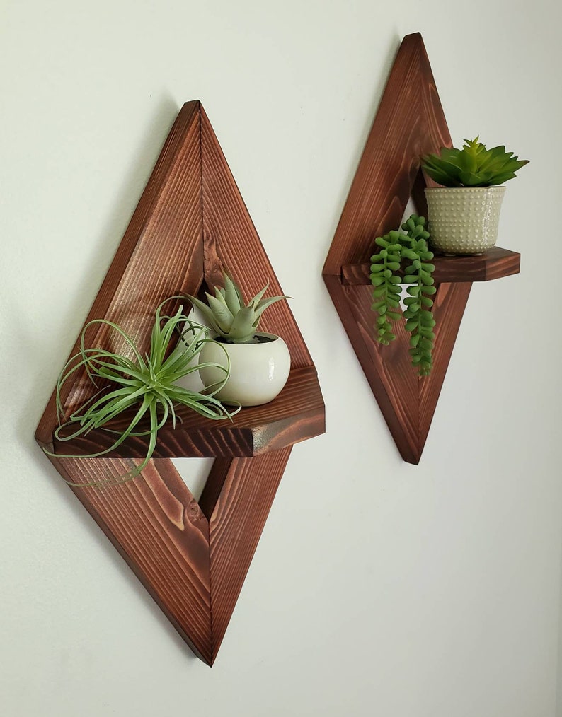 Geometric Wall Shelf set of 2 Wood Wall Sconce Small Etsy