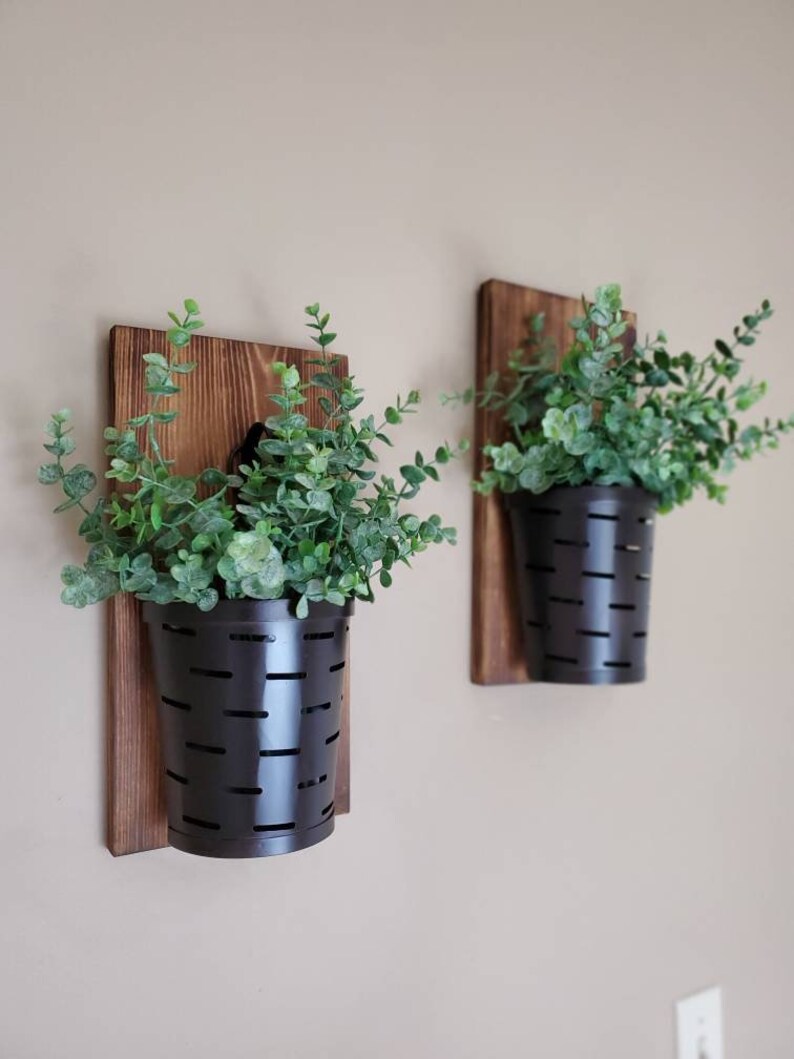 Rustic Wall Vases Hanging Wall Sconces Rustic Decor Hanging Etsy
