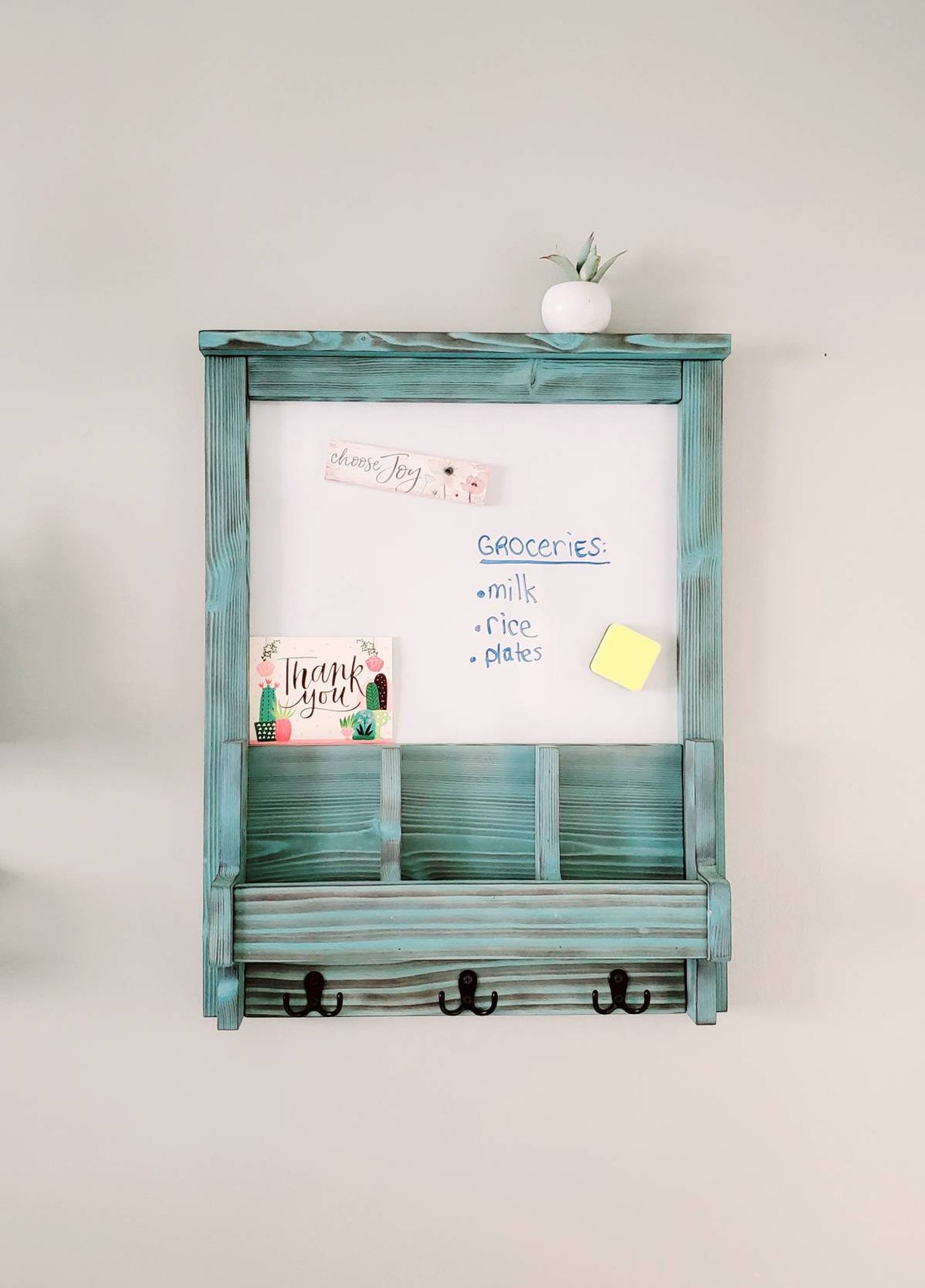 Wall Organizer With Hooks Wood Wall Organizer Home Office Etsy