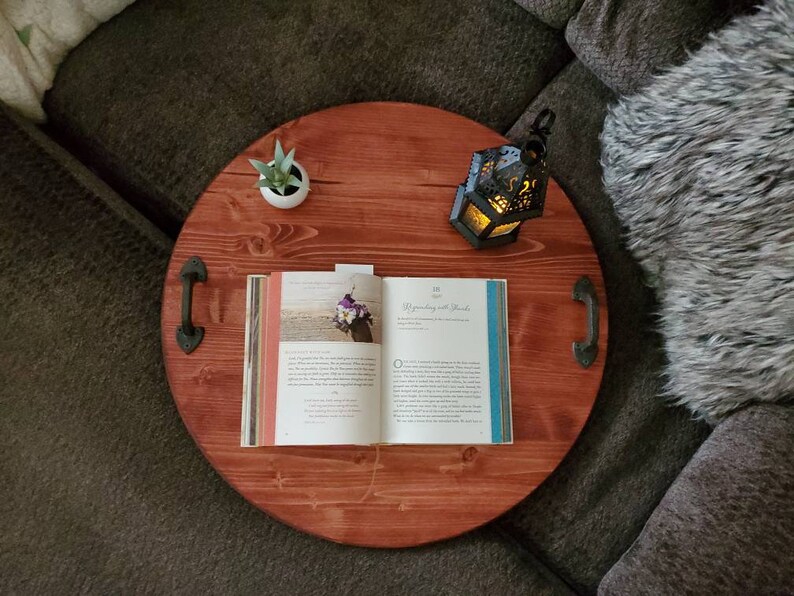 Round Tray for Ottoman Coffee Table Tray Round Wood Tray Etsy