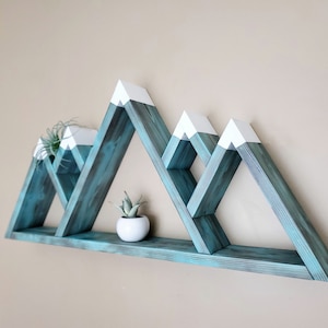 Wooden 5-Peak Mountain Shelf, Rustic Wooden Shelves, Geometric Shelves, Nursery Wall Art, Nursery Shelves, Mountain Wall Decor, Camping Gift image 5