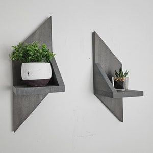 Geometric Shelf (Set of 2), Geometric Shelves, Wood Wall Decor, Floating Shelves, Modern Shelves, Small Wooden Shelves, Shelf Decor