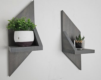 Geometric Shelf (Set of 2), Geometric Shelves, Wood Wall Decor, Floating Shelves, Modern Shelves, Small Wooden Shelves, Shelf Decor