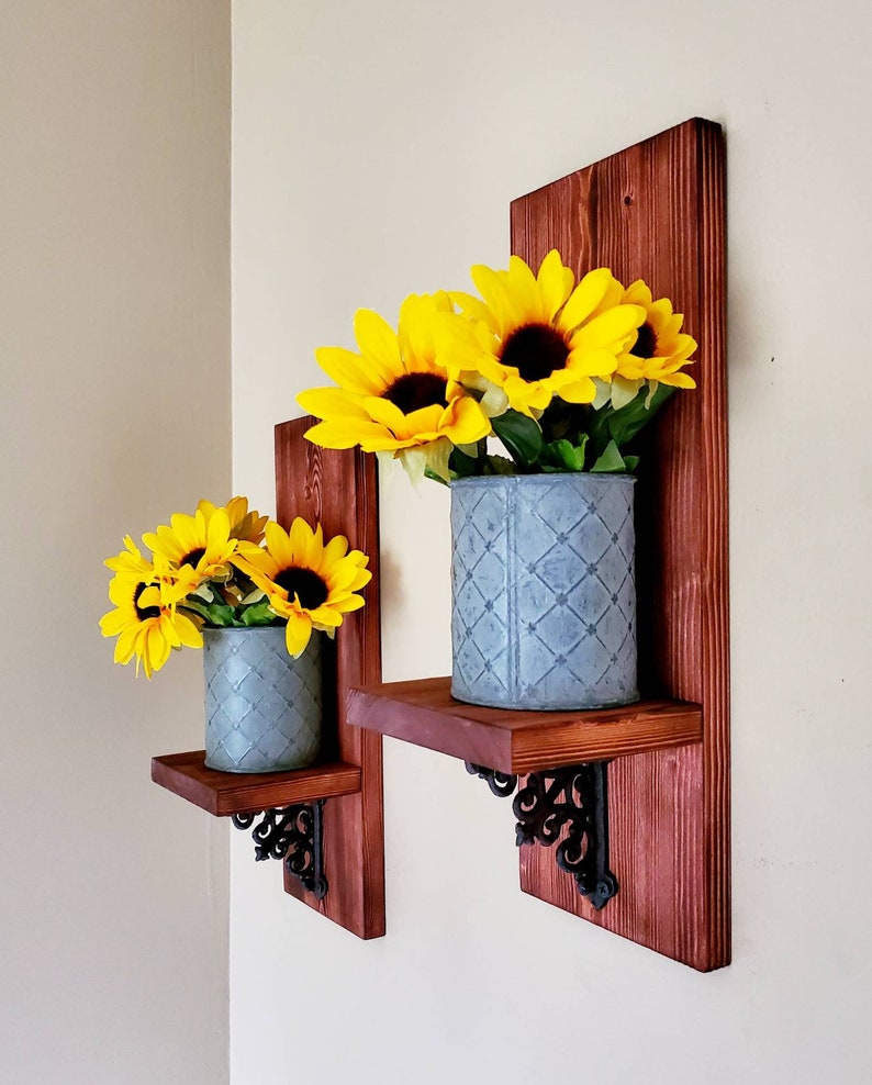 Galvanized Wall Decor Wood Wall Sconce Rustic Wall Vase set Etsy