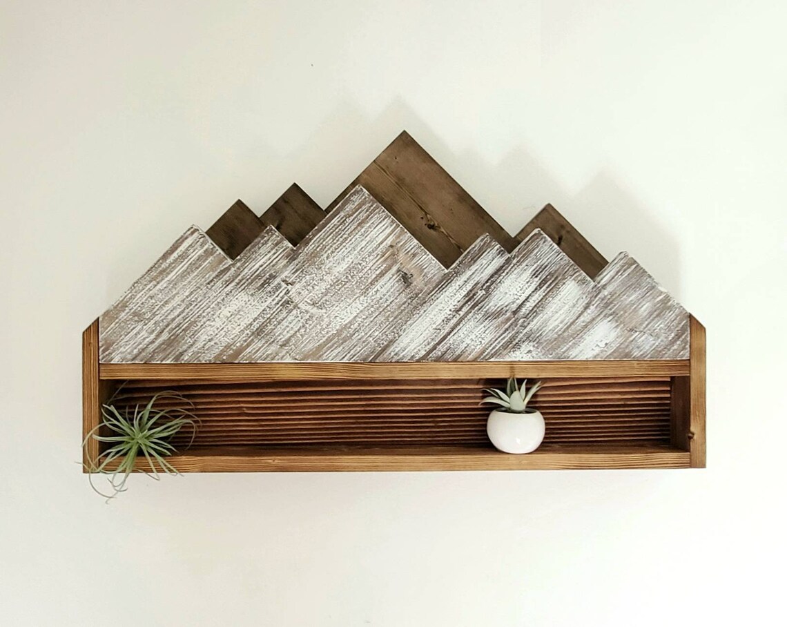 Mountain Decor Wooden Mountain Shelf Mountain Wall Art Etsy