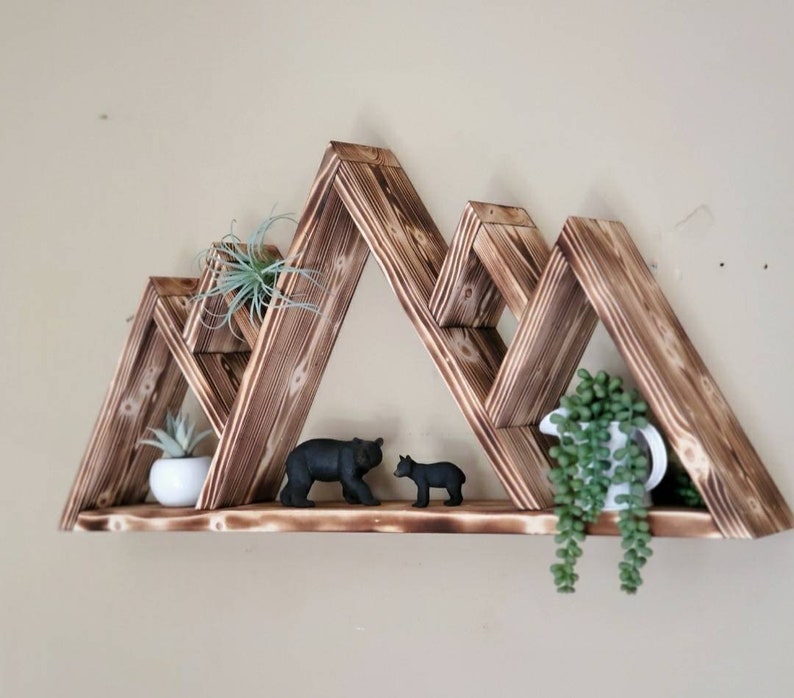 Mountain Wall Decor Essential Oil Shelf Wood Mountain Wall Etsy