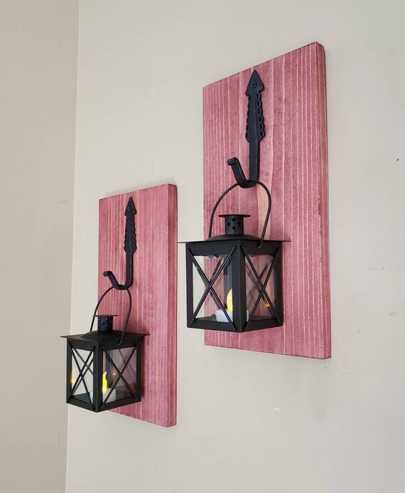 Modern Farmhouse Candle Wall Sconces / Rustic Wall Decor Wall Sconce
