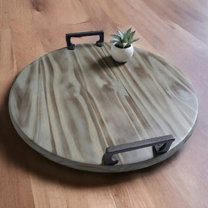 Wooden Serving Tray, Round Wooden Tray, Decorative Tray, Wooden Ottoman Tray, Breakfast Tray, Wooden Round, Round Tray, Farmhouse Home Decor