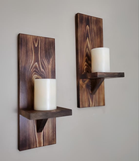 Paire De Grandes Appliques Murales Bougeoirs – Fait Main, Reconditionnées