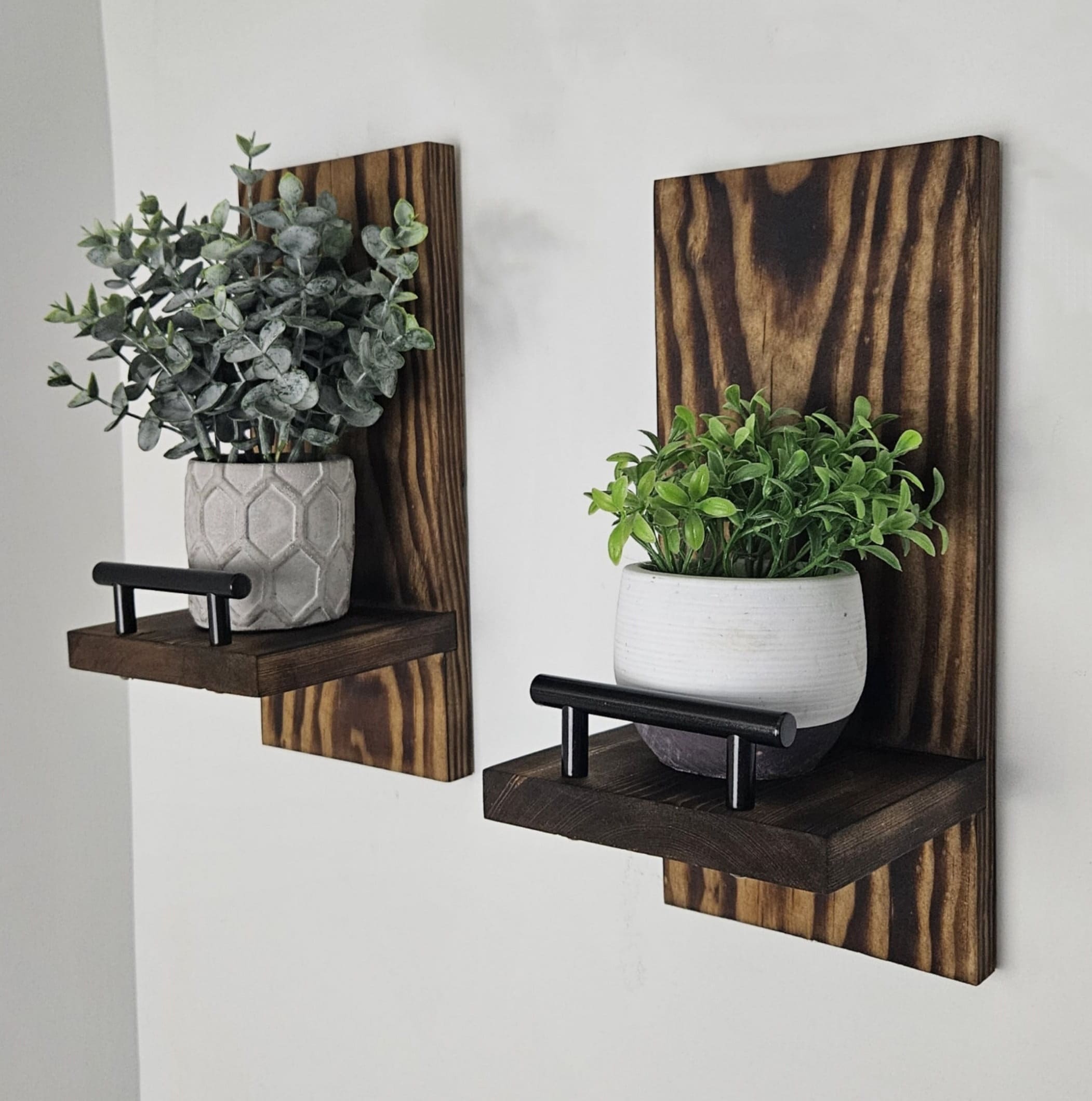 Small Wood Wall Sconce Shelf, Metal Ledge, Set of 2 - Etsy Canada