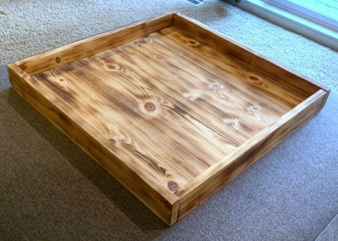 Large Wooden Tray Decorative Wood Trays Rustic Decor Living Etsy