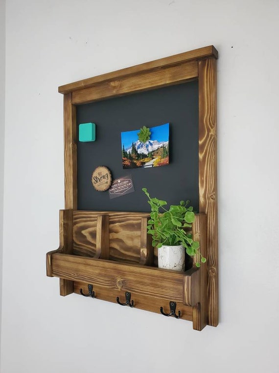 Magnetischer Wandorganizer, Schlüsselhalter in Kreidetafelform, Briefablage in Whiteboard-Form, Wandorganizer für den Eingangsbereich, Küchenzentrale, Wanddekoration aus Holz