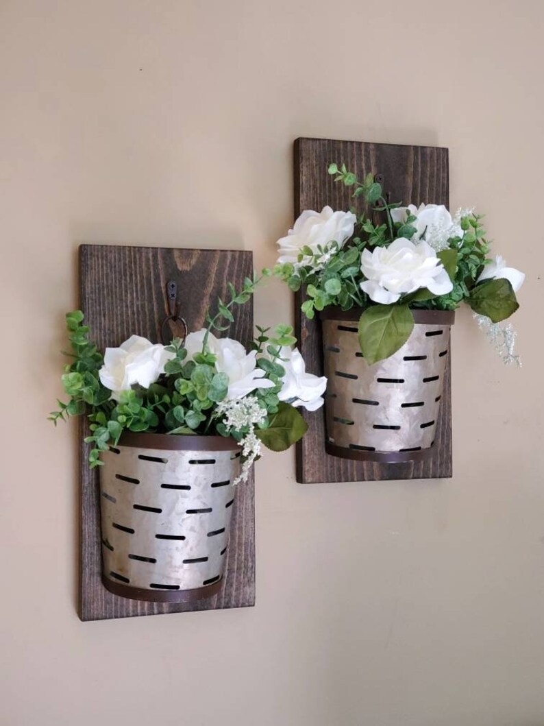 Gift for Her Hanging Wall Planter Galvanized Bucket Etsy