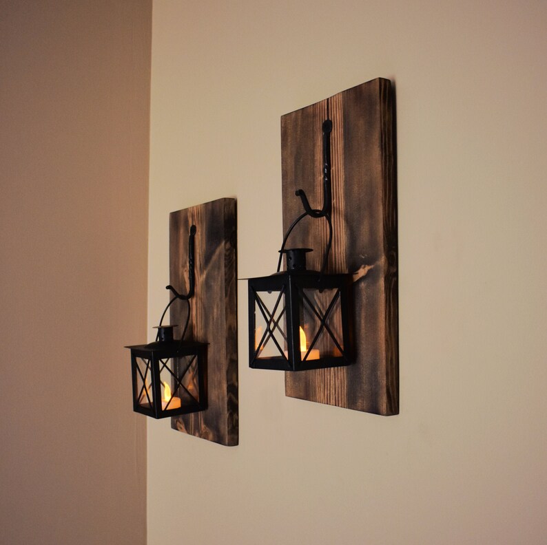 Farmhouse Wall Decor Wall Sconce Candle Wood Wall Sconce ...