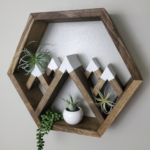 Mountain Wall Art, Wood Wall Shelf, Gift for Her, Wood Mountain Shelf, Geometric Shelves, Hanging Shelf, Nature Lover Gift, Small Wall Decor