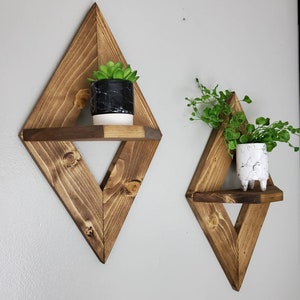 Geometric Wall Shelf set of 2, Wood Wall Sconce, Small Wooden Shelves, Decorative Shelves, Geometric Wall Decor, Geometric Wall Art image 1