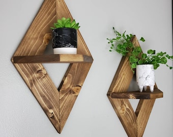 Geometric Wall Shelf (set of 2), Wood Wall Sconce, Small Wooden Shelves, Decorative Shelves, Geometric Wall Decor, Geometric Wall Art