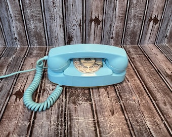 Vintage Western Electric Blue Princess Rotary Phone, Tested And Fully Working