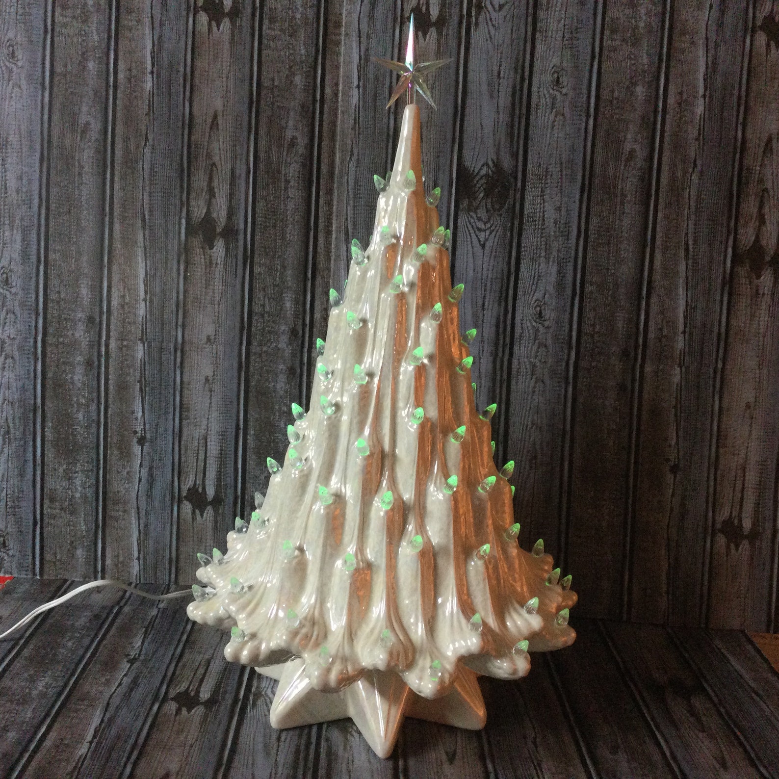 Vintage Mother Of Pearl Ceramic Christmas Tree Lava Tree Etsy