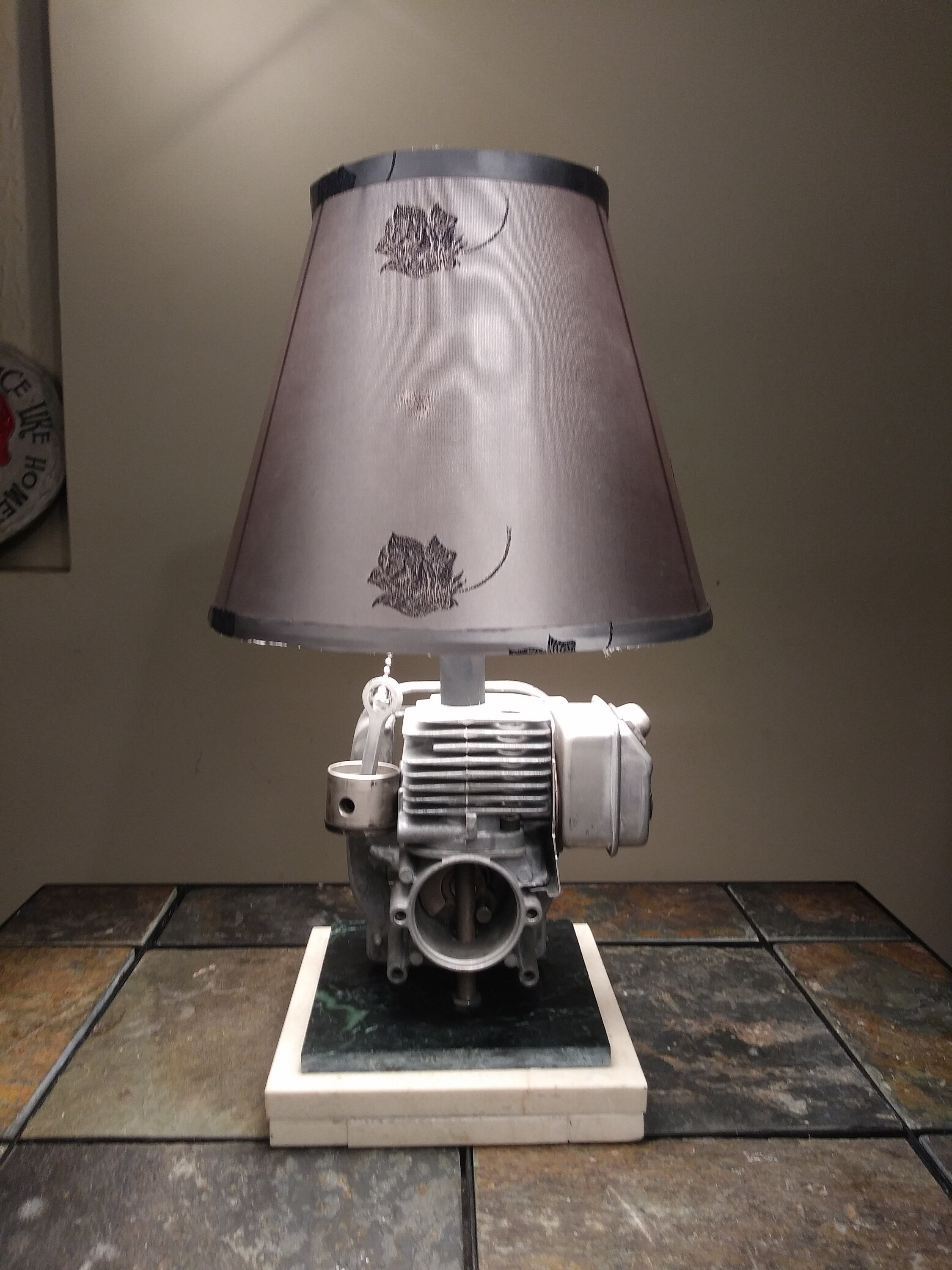 Hand Made Engine Lamp With Custom Recovered Lamp Shade. Etsy