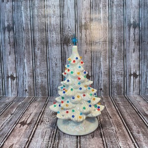 10 "Vintage Keramik Weihnachtsbaum, beleuchteter Weihnachtsbaum mit bunten Lichtern