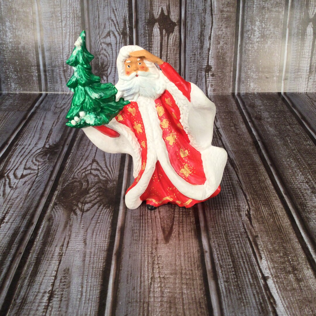Ceramic Springtime Santa Vintage Ceramic Old World Santa Figurine, Santa Statue - Etsy