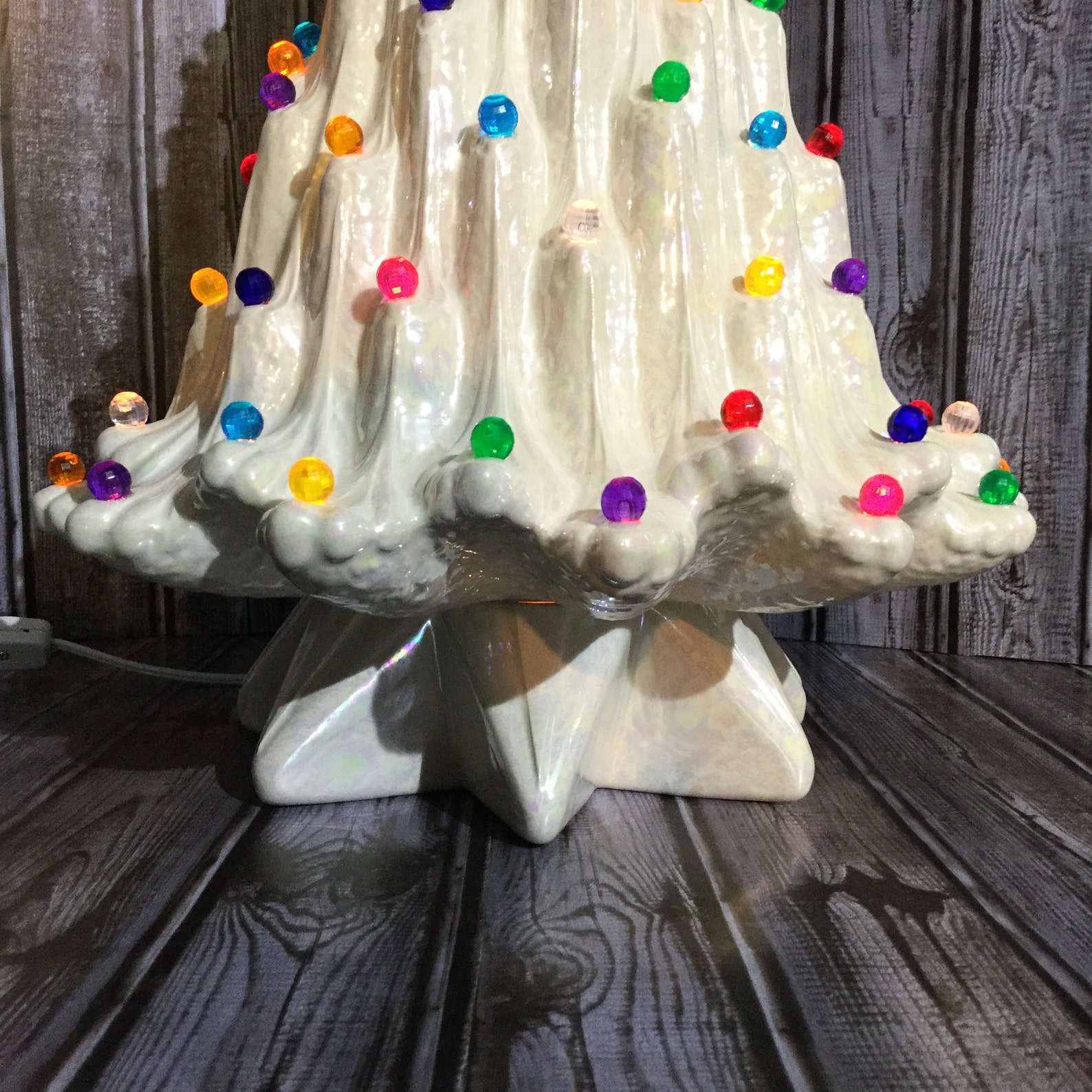 Vintage Mother Of Pearl Ceramic Christmas Tree Lava Tree Etsy