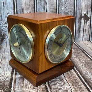 Cubo meteorológico Hamilton vintage de los años 80, barómetro, reloj, hidrómetro