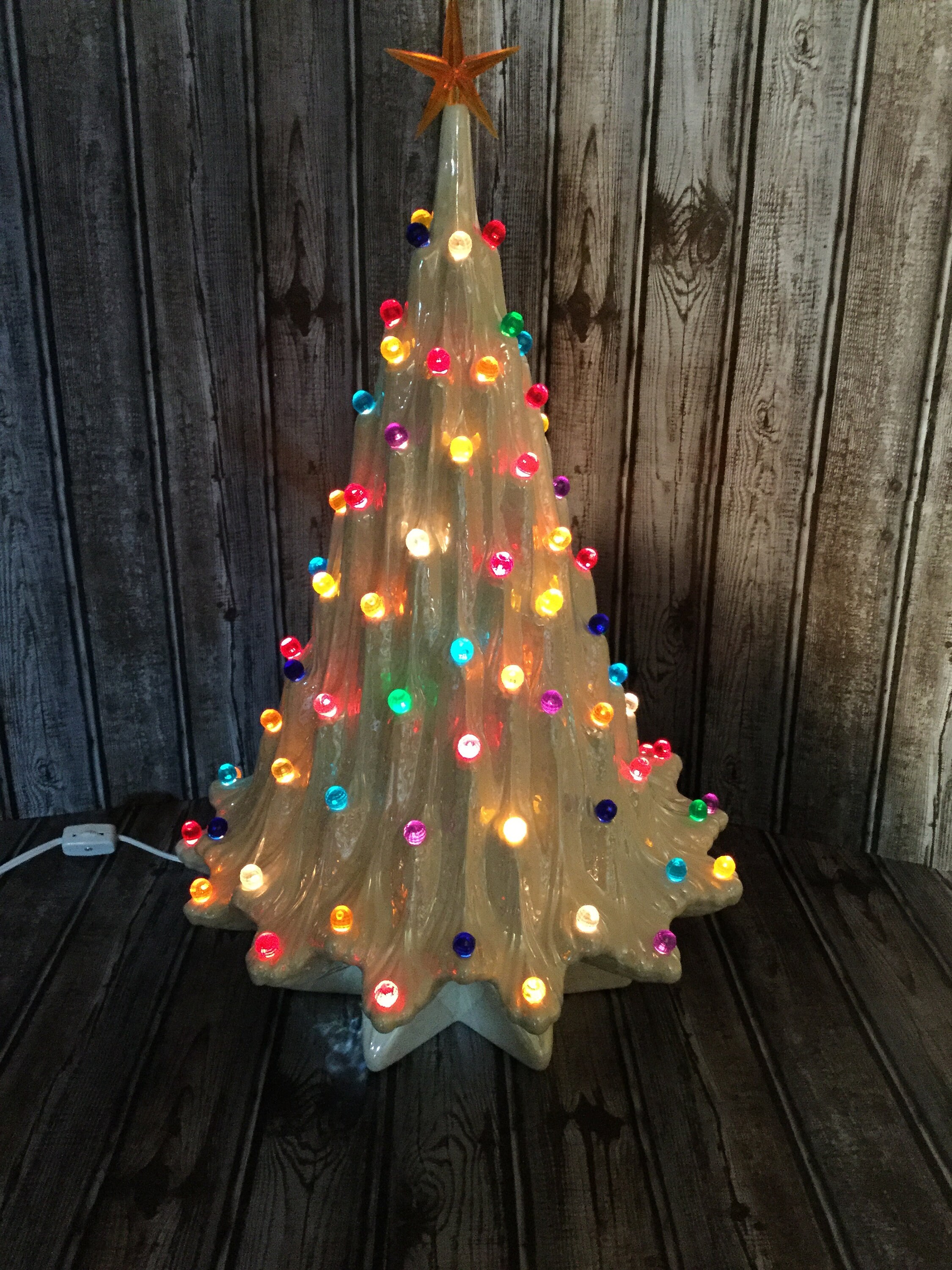Vintage Mother Of Pearl Ceramic Christmas Tree Lava Tree Etsy