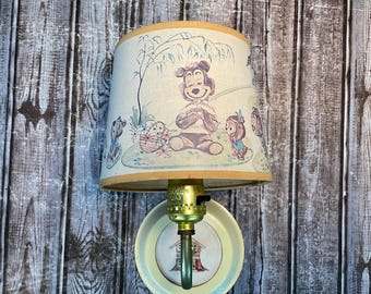 Vintage 1970s Cartoon Bear Wall Lamp, Wall Lamp, MCM, Vintage Lamp,